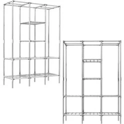 Eyepower Scaffalatura 178x128x44,5 Componibile 2 Appendiabiti 8 Ripiani Metallo