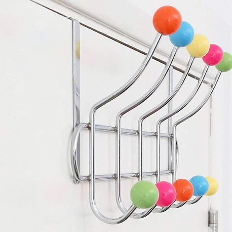 Appendiabiti Da Porta Con 10 Ganci E Pomelli Multicolore Gancio Dietro Porta - immagine 2