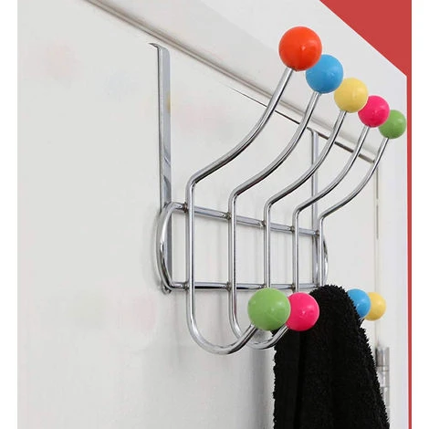 Appendiabiti Da Porta Con 10 Ganci E Pomelli Multicolore Gancio Dietro Porta - immagine 3