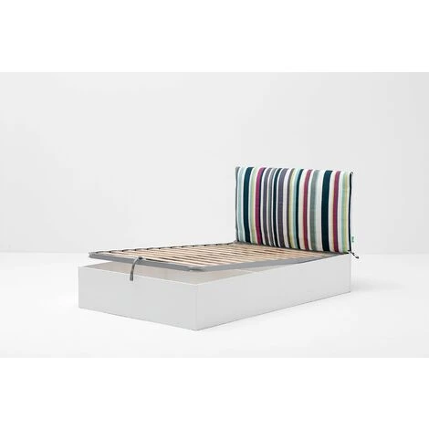 Letto Contenitore Cangu' Hi-Box Con Testiera Soffy Rigo' Singolo Grande 120X190 Bianco