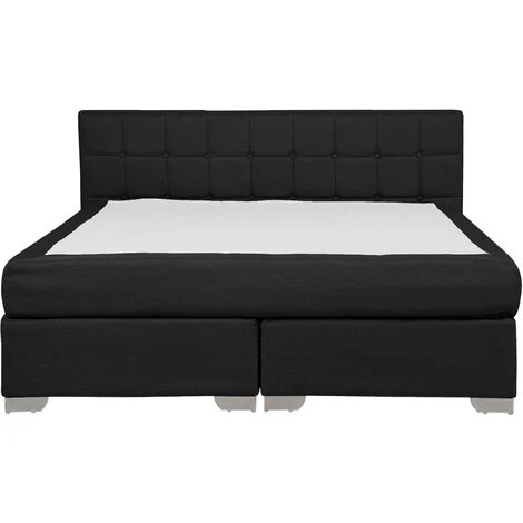 Letto Boxspring Imbottito Tessuto Nero Testiera E Materasso 160 X 200 Cm Admiral - immagine 4