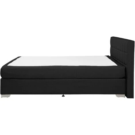 Letto Boxspring Imbottito Tessuto Nero Testiera E Materasso 160 X 200 Cm Admiral - immagine 5