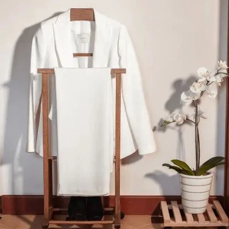 Appendiabiti Indossatore Appendi Abiti Servo Muto Per Camera Con Ruote Noce - immagine 2