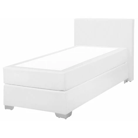 Letto Boxspring In Ecopelle Bianca Con Materasso A Molle 90 X 200 Cm President