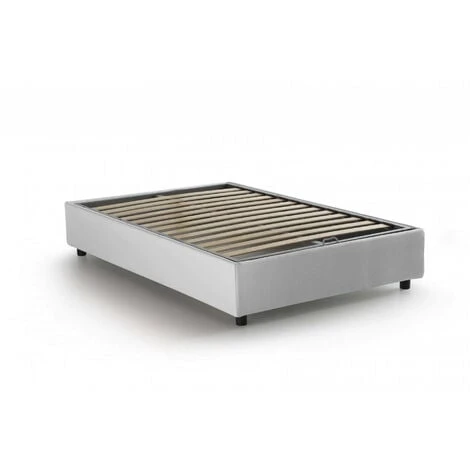 Talamo Italia Letto Piazza E Mezza Nicole, Letto Contenitore Con Rivestimento In Tessuto, 100% Made In Italy, Apertura Frontale, Adatto Per Materasso Cm 120x190, Bianco, Con Imballo Rinforzato - immagine 2