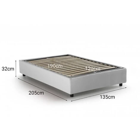 Talamo Italia Letto Piazza E Mezza Nicole, Letto Contenitore Con Rivestimento In Tessuto, 100% Made In Italy, Apertura Frontale, Adatto Per Materasso Cm 120x190, Bianco, Con Imballo Rinforzato - immagine 3