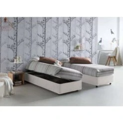 Talamo Italia Letto Singolo Melissa, Letto Contenitore Con Rivestimento In Tessuto, 100% Made In Italy, Apertura Laterale, Adatto Per Materasso Cm 80x190, Bianco, Con Imballo Rinforzato