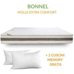 EVERGREENWEB - Materasso Matrimoniale 180x195 Alto 20cm A Molle In Acciaio E Waterfoam Con COPPIA CUSCINI MEMORY, Ortopedico Contro Mal Di Schiena RIGIDO EXTRA COMFORT X Tutti Letti Reti Fisse OFFERTA