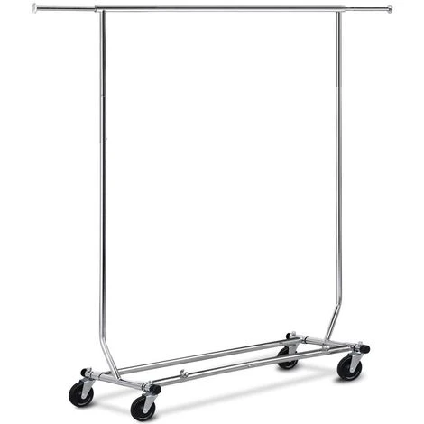 Yaheetech Stand Appendiabiti Con Ruote Da Terra Estensibile 130-190 Cm In Metallo Cromato Portabiti Regolabile In Altezza 165-178 Cm Portata 90 Kg
