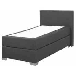 Letto Boxspring In Tessuto Grigio Con Materasso A Molle 90 X 200 Cm President