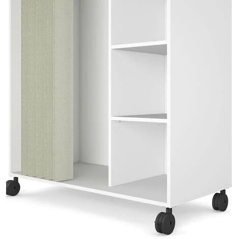 Inserto A Scomparti Con Ruote Per Guardaroba, Colore Bianco, Cm 99.7 X 160 X 48.25, Con Imballo Rinforzato - immagine 2