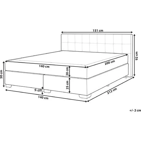 Letto Boxspring Imbottito Tessuto Nero Testiera E Materasso 140 X 200 Cm Admiral - immagine 3