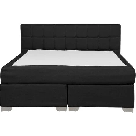 Letto Boxspring Imbottito Tessuto Nero Testiera E Materasso 140 X 200 Cm Admiral - immagine 4