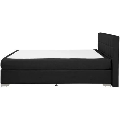 Letto Boxspring Imbottito Tessuto Nero Testiera E Materasso 140 X 200 Cm Admiral - immagine 5