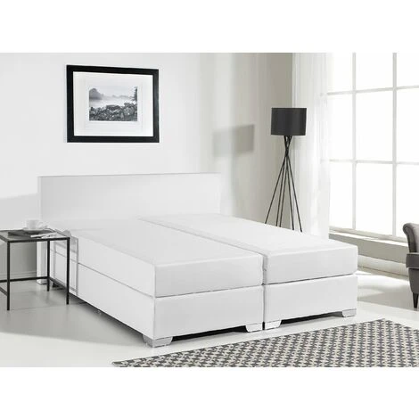 Letto Boxspring In Ecopelle BIanca Con Materasso A Molle 140 X 200 Cm President - immagine 2