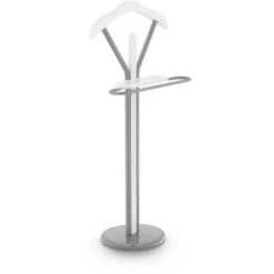 Indossatore Da Camera Appendiabiti Servomuto Abiti 2 Appendini Bianco/Argento