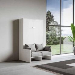 Letto Stile Francese A Scomparsa 140 Cm Verticale Bianco KENTARO SOFA'