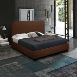Letto Francese Una Piazza E Mezza In Tessuto Con Rete 120x190 Zurich Colore: Marrone