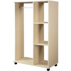 Homcom Mobile Aperto Con Stand Appendiabiti E 3 Ripiani 80 X 40 X 128cm