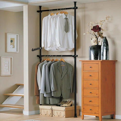 SoBuy Cabina Armadio Guardaroba Componibile Appendiabiti Nero FRG109-SCH - immagine 5