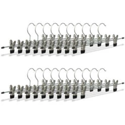 Relaxdays Appendini Per Pantaloni, Gonne, Metallo Set Da 20 Grucce Con Clip Regolabili HxLxP: 9x35,5x2,5 Cm Argento/nero