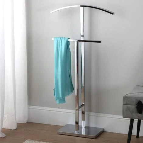 Versa Lund Servo Muto Moderno E Multifunzionale, Appendiabiti Indossatore Per Camera Da Letto E Spogliatoio, Misure (A X L X L) 100 X 20 X 52 Cm, Acciaio, Colore Argento - immagine 2