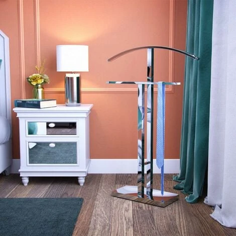 Versa Lund Servo Muto Moderno E Multifunzionale, Appendiabiti Indossatore Per Camera Da Letto E Spogliatoio, Misure (A X L X L) 100 X 20 X 52 Cm, Acciaio, Colore Argento - immagine 3