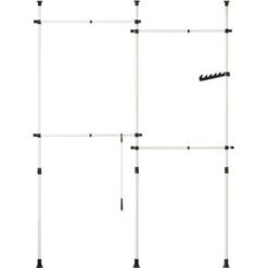 SoBuy Cabina Armadio Guardaroba Componibile, Altezza E Lunghezza Regolabile Altezza :138-235cm Bianco KLS03-W