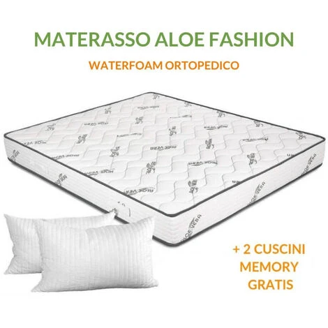 EVERGREENWEB - Materasso Singolo 80x190 In Waterfoam Ortopedico Alto 20 Cm + Cuscino Memory Foam Gratis, Rivestimento Oli Essenziali ALOE VERA, Tessuto Antiacaro Ideale Per Tutti Letti E Reti Offerta