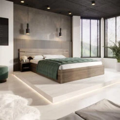 Letto Matrimoniale Contenitore CAMILLA 160x200 Visone Comodini Moderna Design