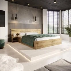 Letto Matrimoniale Contenitore CAMILLA Gihome ® Oldwook Moderno Comodini Legno