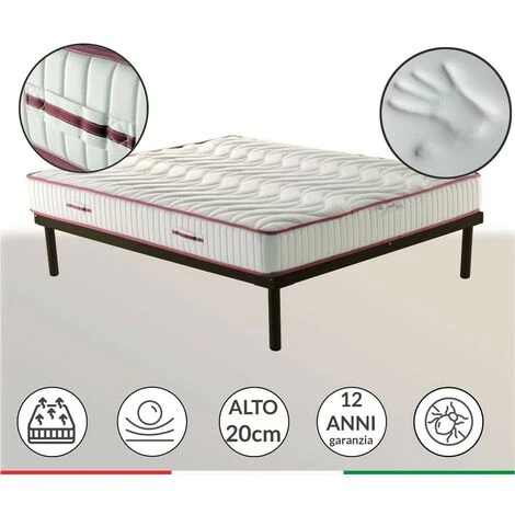 Materasso DETRAIBILE Come DISPOSITIVO MEDICO Alto 20 Cm Ortopedico Anatomico AirPur® E Memory Foam MEMORY NATURE 80x190 Cm Singolo Standard - immagine 3