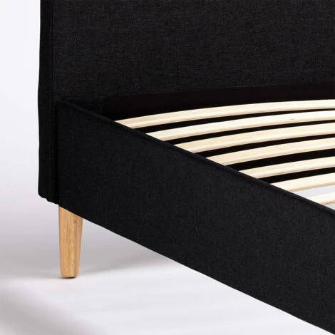 Letto Francese 1 Piazza E Mezza Nordico Tessuto E Legno 120x190 Friborg Colore: Nero - immagine 5