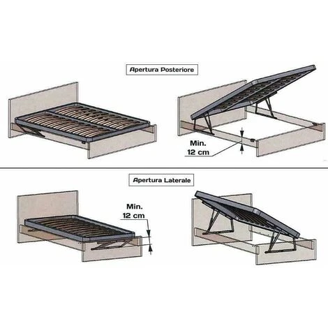 Kit MECCANISMO ALZARETE Sollevamento Per Letto Contenitore. MADE IN ITALY - Letto Matrimoniale - Fuorimisura - immagine 4