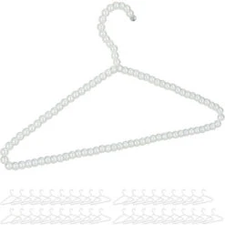 40x Grucce Appendiabiti Con Perline, Set Da 40, Stampelle Giacche, Asta Per Pantaloni E Gonne, 40 Cm, Plastica, Bianco