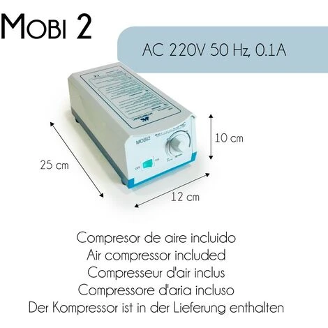 Materasso Antidecubito Ad Aria , Compressore , Nylon E PVC , 200x 86x 9.5 Cm , 20 Celle , Blu , Mobi 2 , Mobiclinic - immagine 3