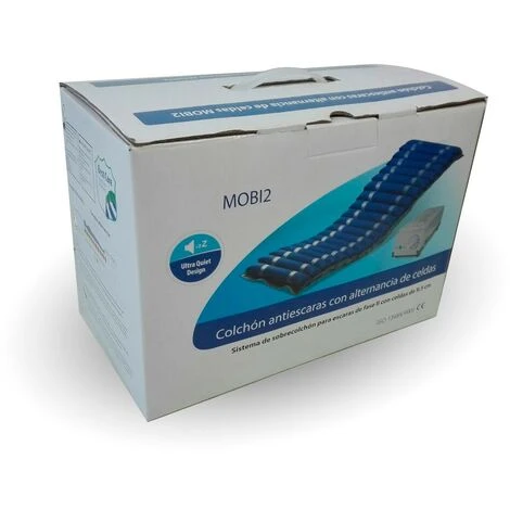 Materasso Antidecubito Ad Aria , Compressore , Nylon E PVC , 200x 86x 9.5 Cm , 20 Celle , Blu , Mobi 2 , Mobiclinic - immagine 5