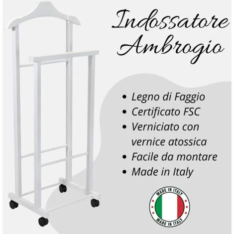 Ambrogio Indossatore Doppio In Legno Di Faggio - TOMAINO - Tortora - immagine 2