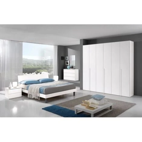 Letto Matrimoniale Giotto Bianco Graffiato, 170x193x87 Cm - immagine 2