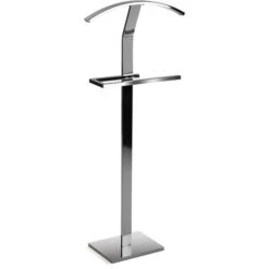 Versa Lubeca Servo Muto Moderno E Multifunzionale, Appendiabiti Indossatore Per Camera Da Letto E Spogliatoio, Misure (A X L X L) 110 X 45 X 21 Cm, Metallo, Colore Argento