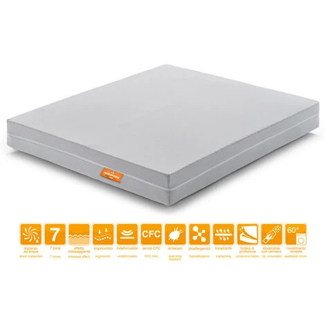 Marcapiuma - Materasso Singolo Watefoam 80x190 Alto 17 Cm YOU&ME Supporto H3 Medio/Rigido 7 Zone Ortopedico Rivestimento FRESH Sfoderabile Antiacaro Antibatterico Made In Italy - immagine 5