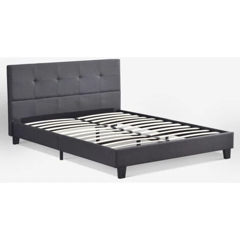 Letto Matrimoniale A 2 Piazze In Tessuto Con Rete Doghe 160x190cm Jona Colore: Grigio Scuro - immagine 4