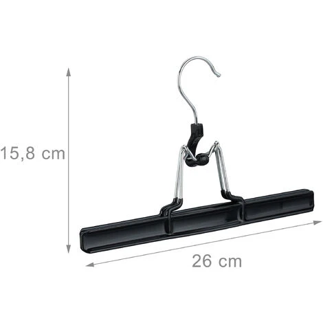 Set 5 Grucce Per Pantaloni E Gonne, Ganci Girevoli A 360°, Morsetti Gommati, Stampelle, 26 Cm, Metallo, Nero - immagine 4