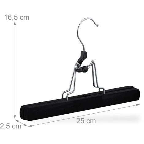 Relaxdays Set Da 5 Grucce Per Pantaloni, Legno, Rivestimento In Velluto Antiscivolo, Stampelle Per Gonne, B: 25 Cm, Nero - immagine 4