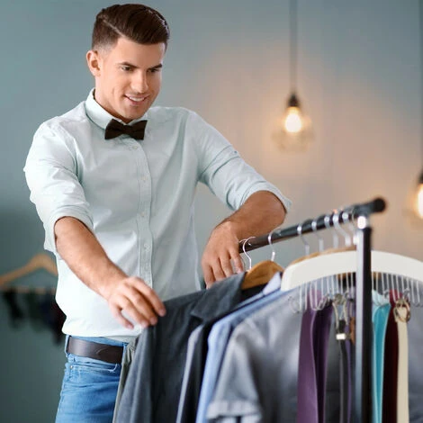 2x Gruccia Porta Cinture, Per 12 Cinte, Accessorio Appendiabiti In Legno Di Loto, 17,5x43x5,5 Cm, Bianco /Argento - immagine 5