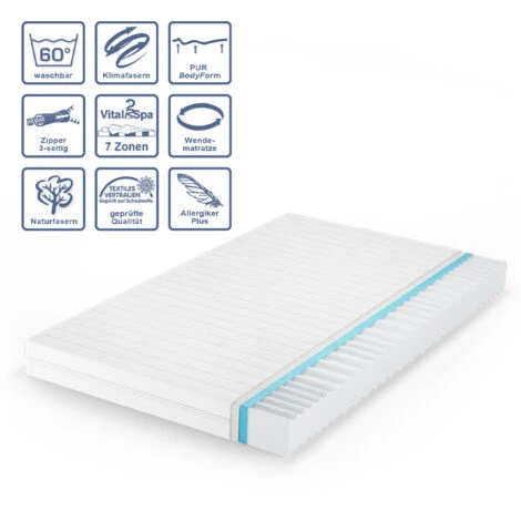 Premium Materasso „Calma Comfort Plus“ H3 7Z 140x200 Cm VitaliSpa - immagine 4