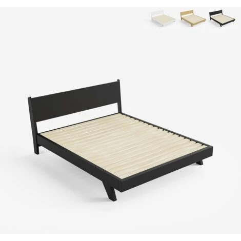 Letto Matrimoniale Design Moderno 160x190cm Con Doghe E Cuscini Rust Colore: Nero - immagine 2