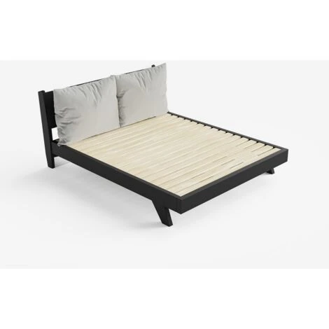 Letto Matrimoniale Design Moderno 160x190cm Con Doghe E Cuscini Rust Colore: Nero - immagine 4