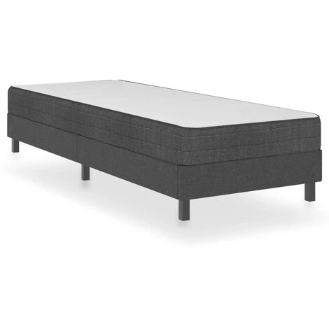 Letto A Molle Grigio Scuro In Tessuto 90x200 Cm - immagine 2