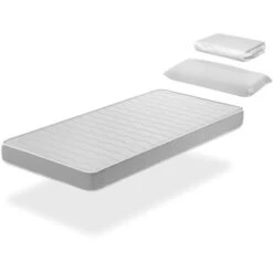 Pack Materasso 80X160 APOLO LETTO PER BAMBINI, Alto 14 CM + 1 Cuscino Viscoelastico 80x35 + 1 Lenzuolo Coprimaterasso 80x160